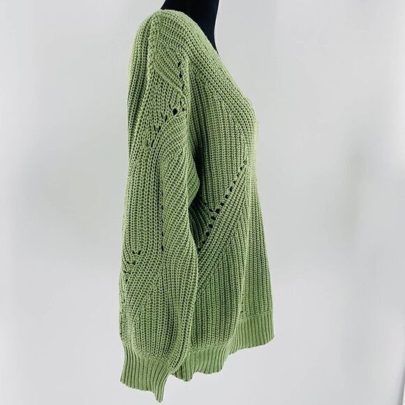 LUSH Open Stitch V-Neck Oversized Sweater In Pistachio Size Small - Picture 6 of 11